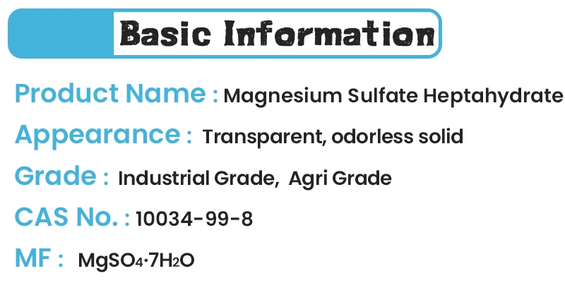 Crystalline Purity White Crystal Mgso4 7H2O Magnesium Sulphate Heptahydrat